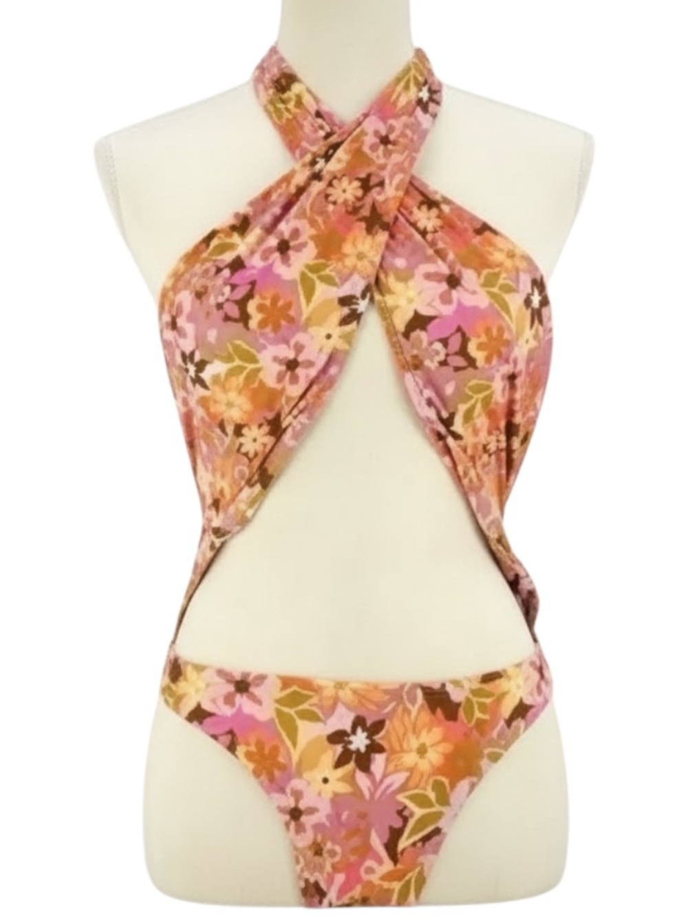 Stone Fox Swim Rafa One Piece Azalea Retro Pop Pink Cutout Free People Collab